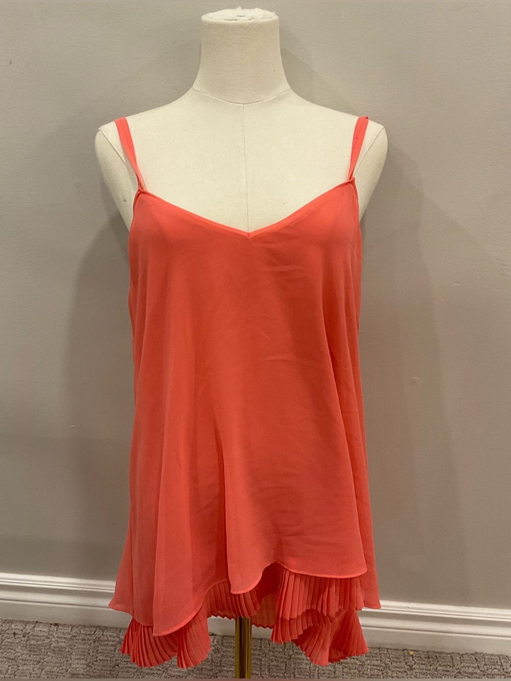 White House Black Market Coral Pleated-Hem Camisole